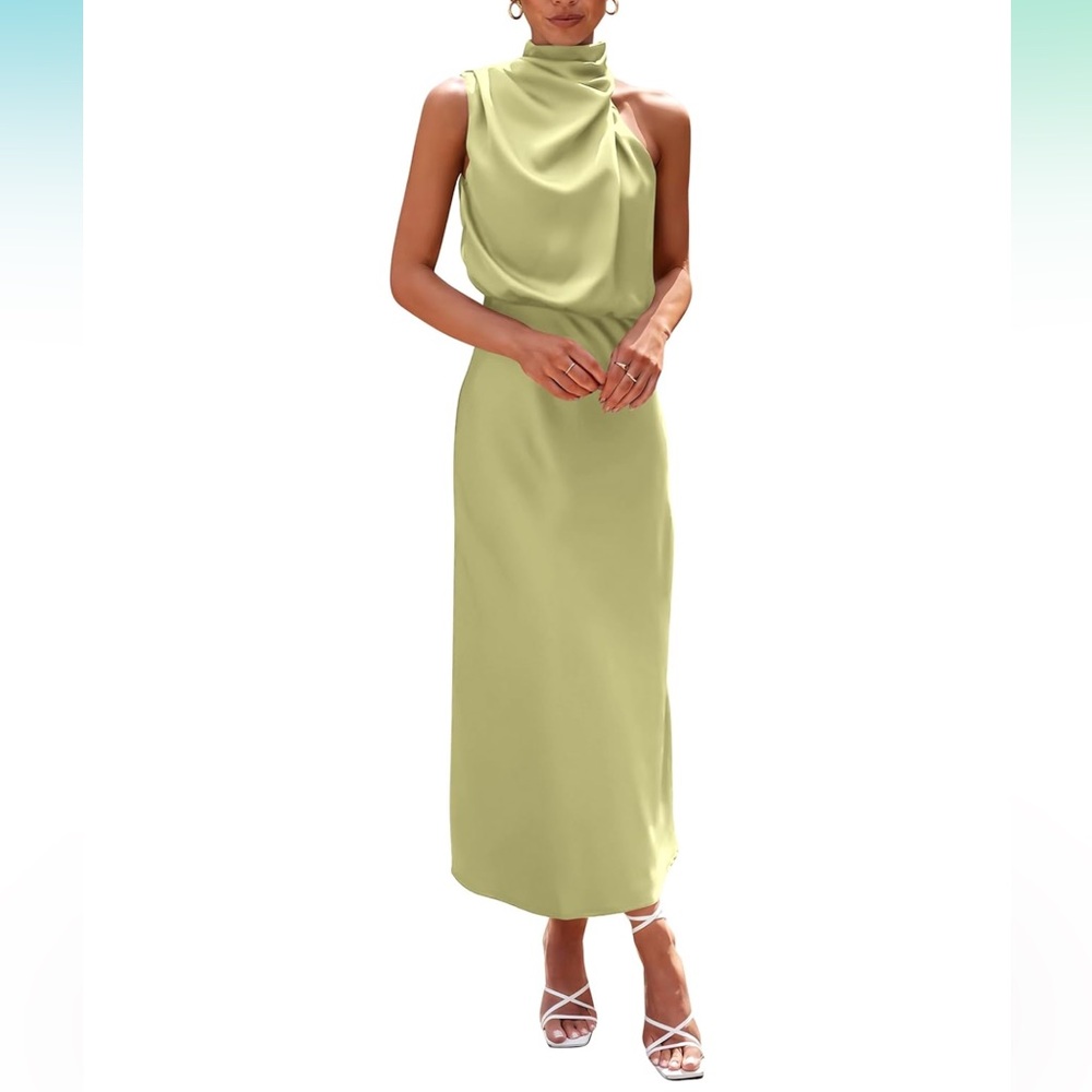 Light Green Mock Neck Evening Dress